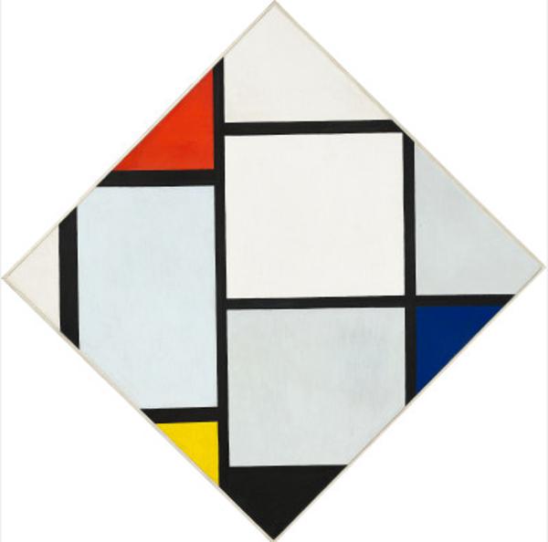 Tableau No.IV; レッド、グレー、ブルー、イエロー、ブラックの菱形
