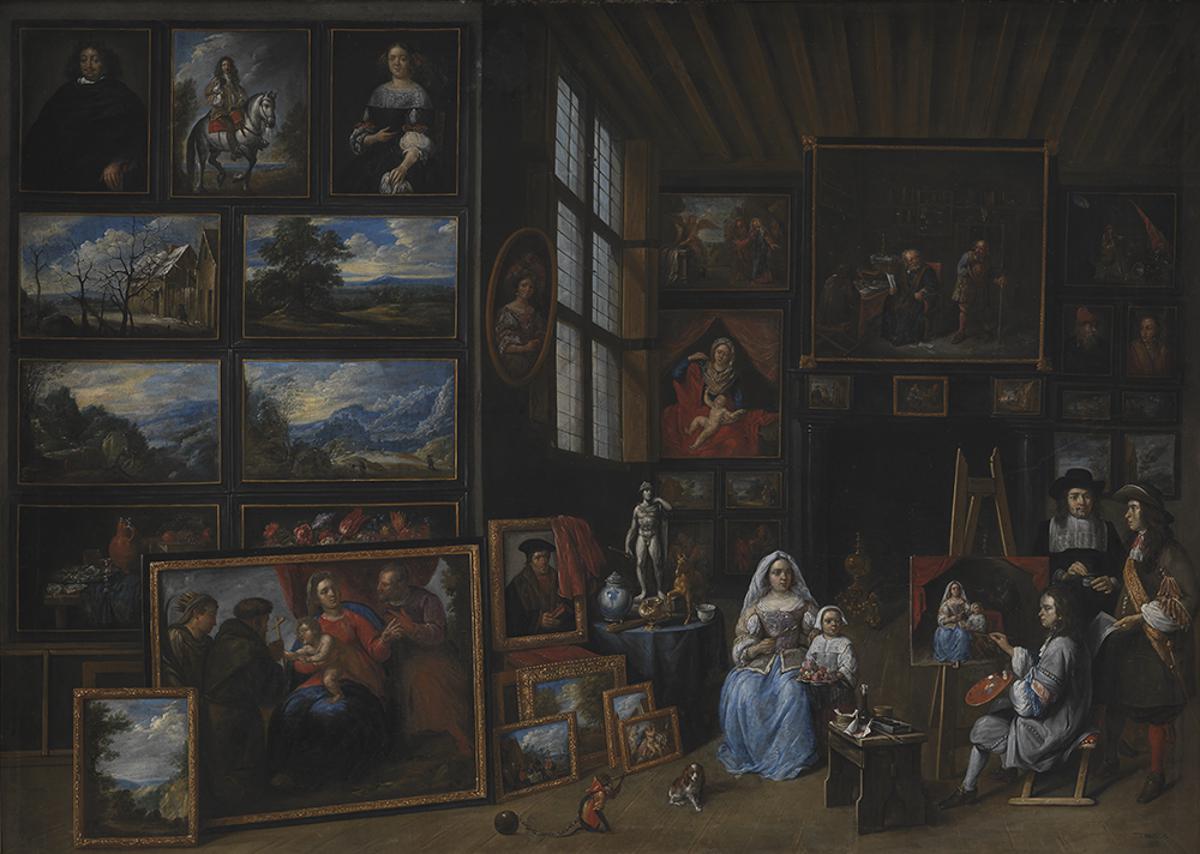 Et Billedgalleri Med En Kunstner Der Maler En Kvinde Og En Pige et-billedgalleri-med-en-kunstner-der-maler-en-kvinde-og-en-pige