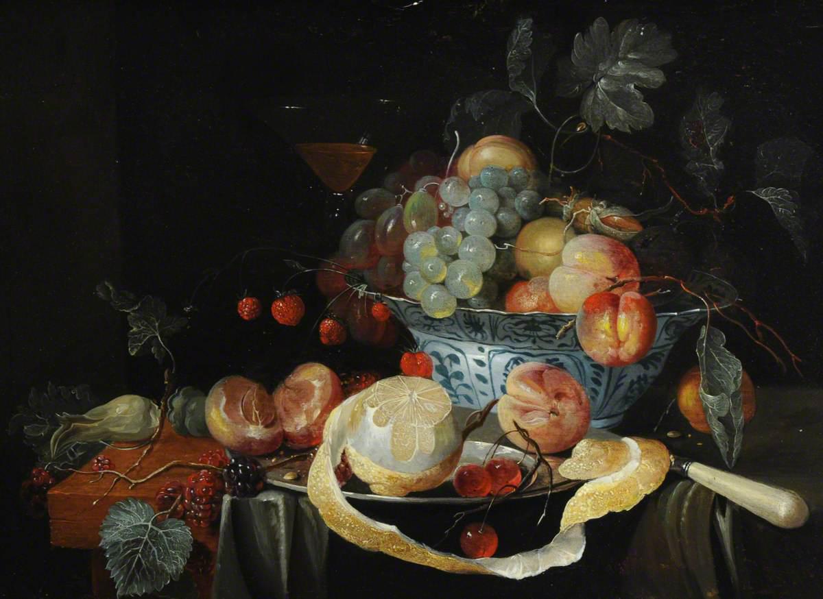 レモンの皮をむいた静物 - 作者不明 | FeelTheArt