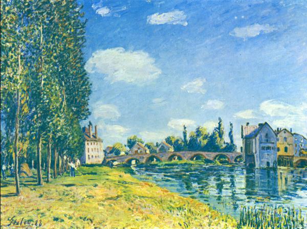 アルフレッド・シスレー 、Alfred Sisley、夏のモレの橋、希少画集画 アルフレッド・シスレー 、Alfred Sisley、夏のモレの橋、希少