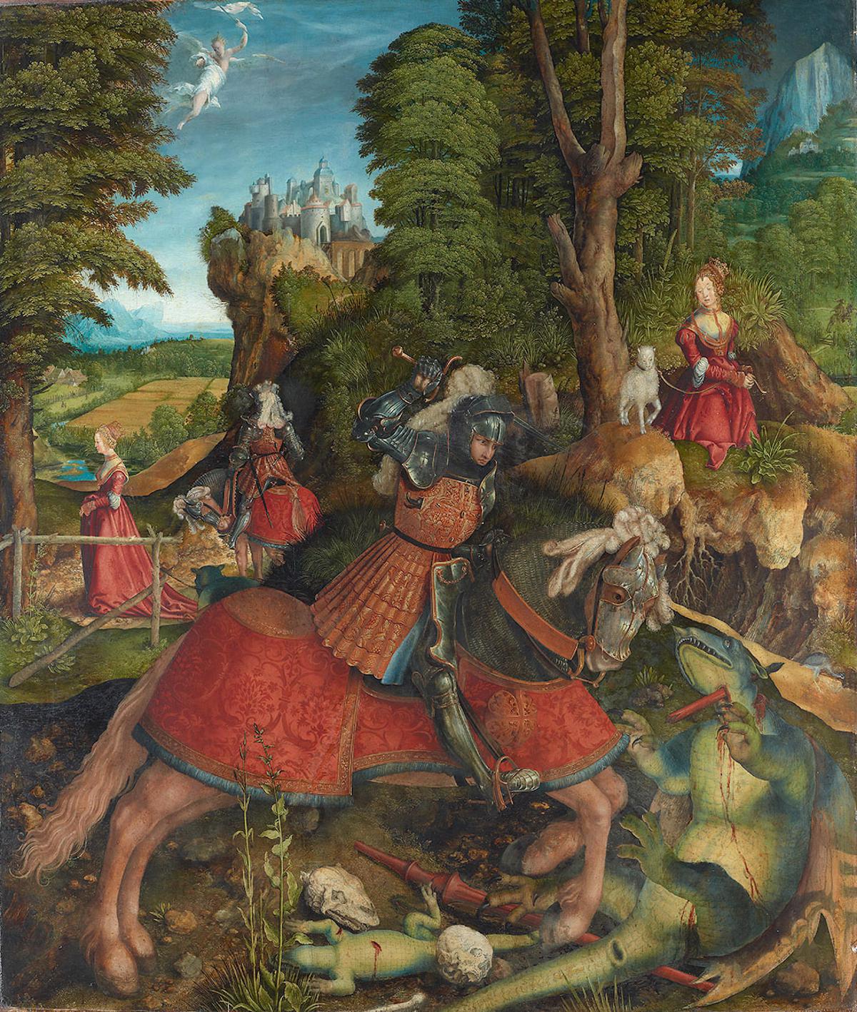San Jorge (Jorge de Lydda) matando al dragón - Leonhard Beck | FeelTheArt