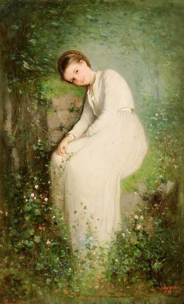 ルーマニア美術館展　ニコラエ　グリゴレスク　マリア・ナクの肖像　複製画 花の中の花 - ニコラエ・グリゴレスク | FeelTheArt