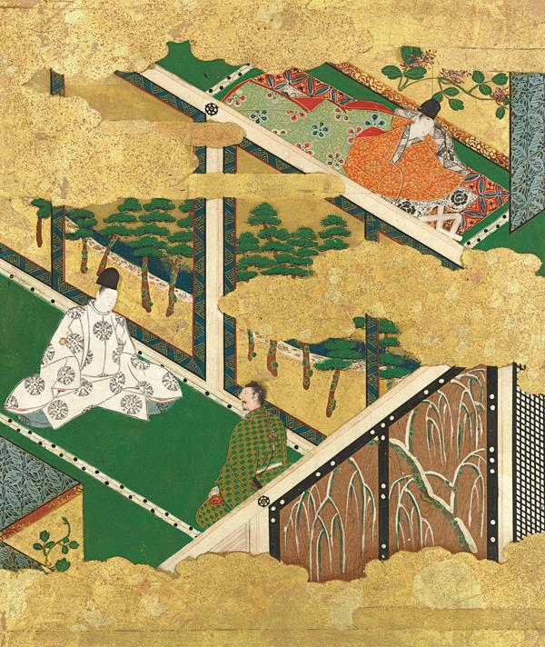 土佐光起 真筆 慶應三年以降の作 絹本 着色楼閣山水図 双幅 徳川家葵御紋表 3af1021d1afd6897e16ef7f46c47a9