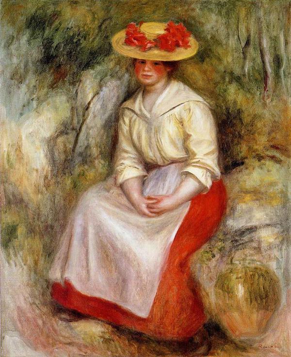 ルノワール、【麦藁帽子のガブリエル】、希少画集画、新品高級額・額装付 ルノワール、【麦藁帽子のガブリエル】、希少画集画、新品高級額