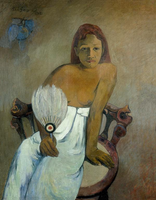 ゴーギャン、【扇子を持った娘】、希少な画集画、新品高級額 額装付、状態良好 団扇を持つ少女 - ポール・ゴーギャン | FeelTheArt