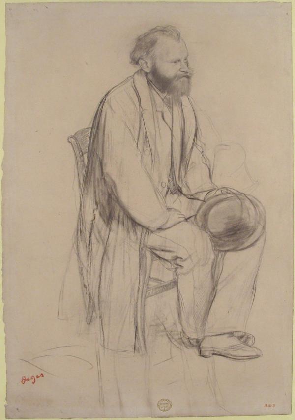 Undefined Drawing Édouard Manet, Seated, Holding His Hat - Edgar Degas | FeelTheArt