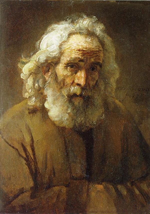 Study of an Old Man with a Beard - Rembrandt | FeelTheArt