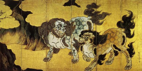 唐獅子図 - 狩野永徳 | FeelTheArt