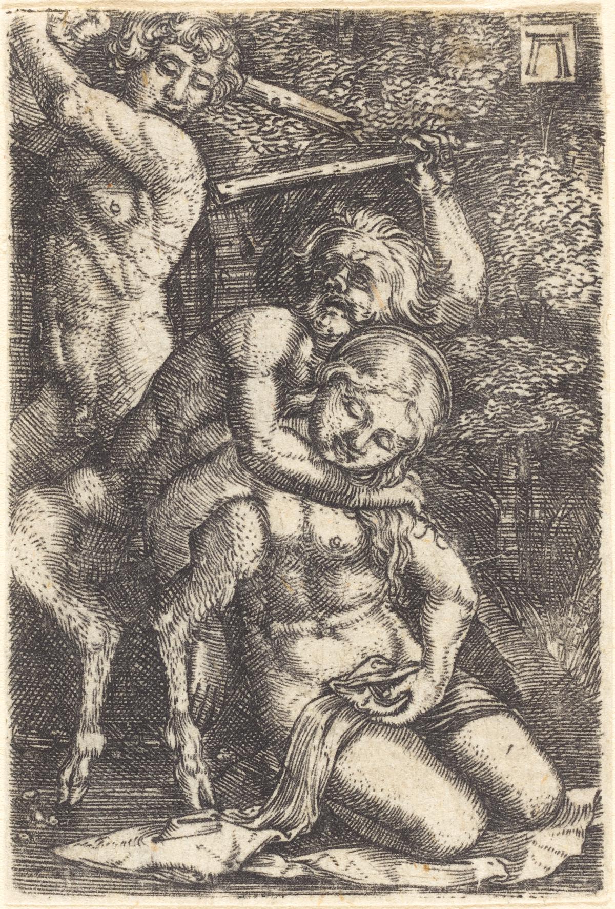 Dos sátiros peleando por una ninfa