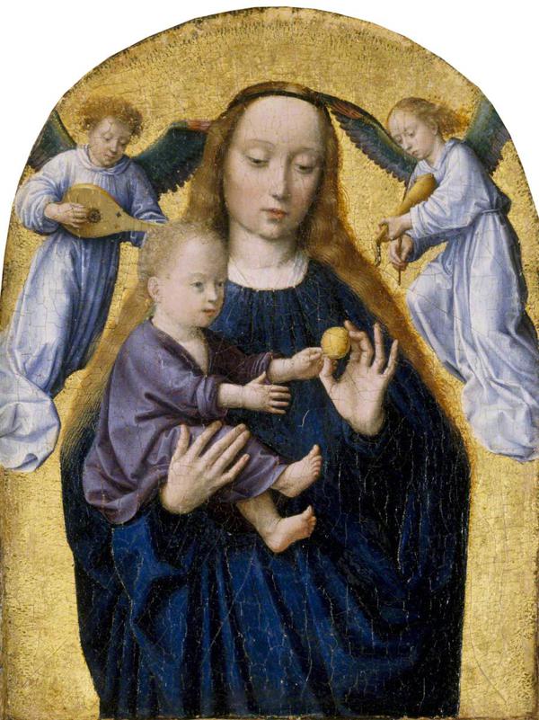 The Madonna and Child with Two Music-making Angels - Gerard David ...