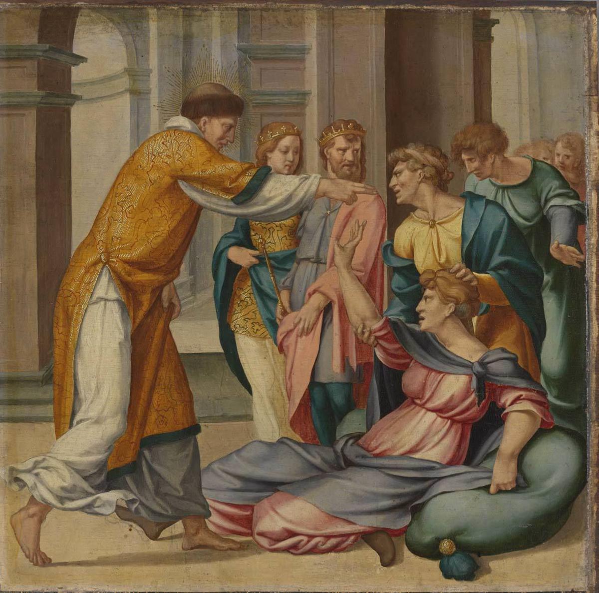 Cyriacus episode: Saint Cyriacus frees Jobia from the evil spirit ...