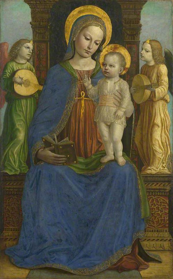 The Virgin and Child with Two Angels - Bernardino Bergognone | FeelTheArt